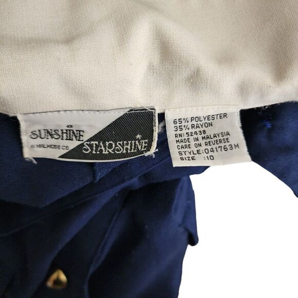 Vintage 70s Shirt Dress Womens Size M Blue Peter Pan Collar Secretary Modest - Picture 5 of 7